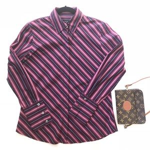 Banana Republic Black Stripe Button Down Shirt